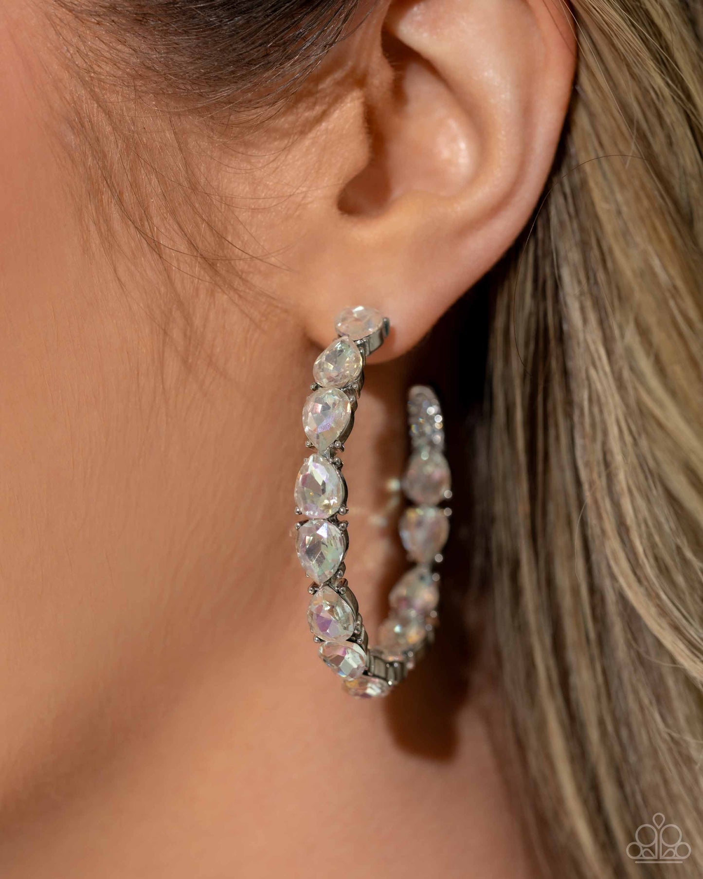 Paparazzi Presidential Pizzazz-White Hoop Earring