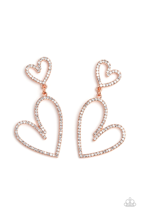 Paparazzi Doting Duo - Copper  Post Earring P5PO-CPSH-055XX