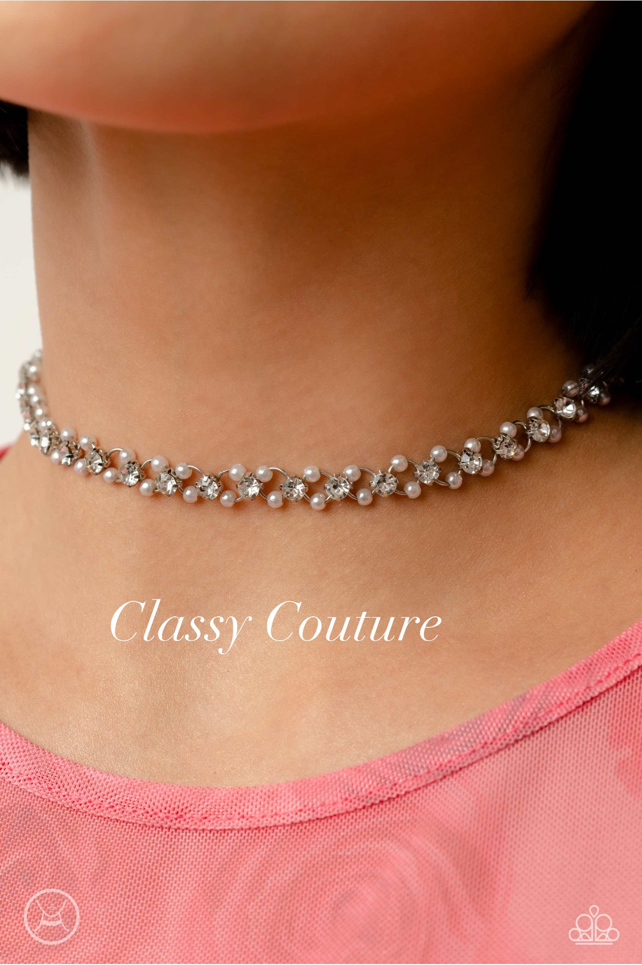 Paparazzi Classy Couture- White Choker Necklace