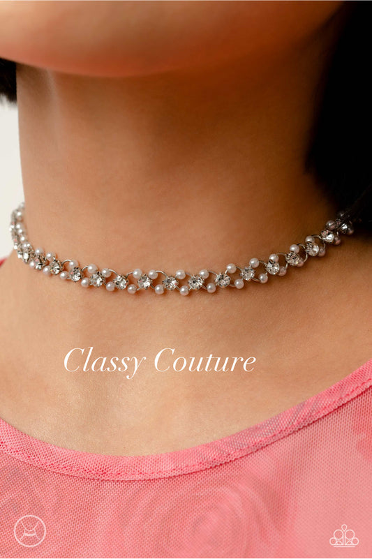 Paparazzi Classy Couture- White Choker Necklace