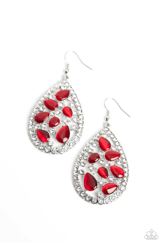 Paparazzi Cats Eye Class - Red Earring  P5RE-RDXX-186XX