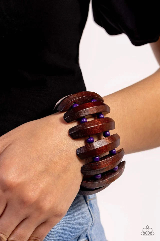 Paparazzi Bora Bora Bauble - Purple Wood Bracelet