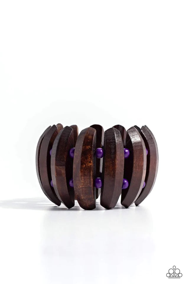 Paparazzi Bora Bora Bauble - Purple Wood Bracelet