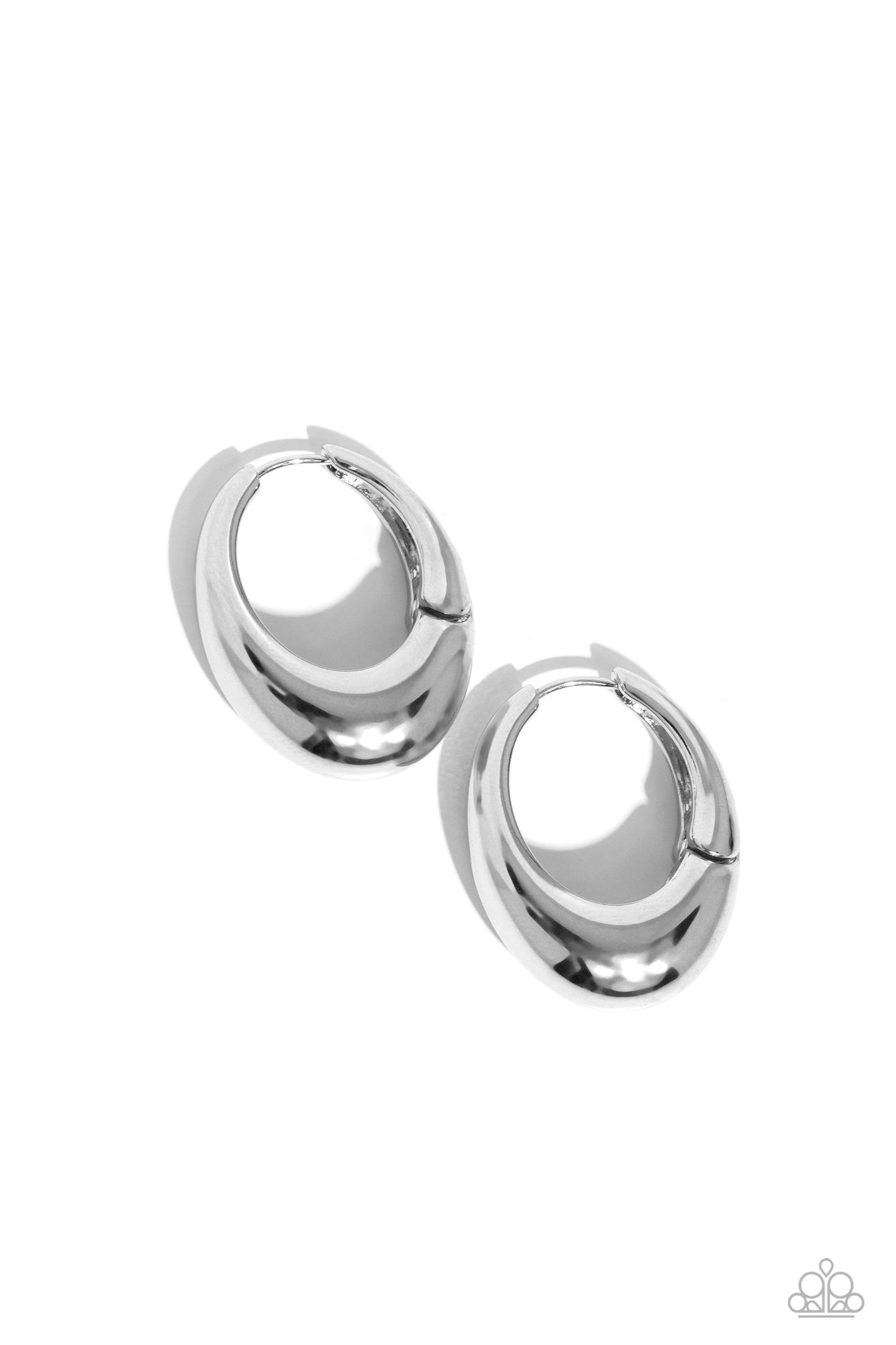 Paparazzi Oval Official - Silver Hoop Earring  P5HO-SVXX-380XX