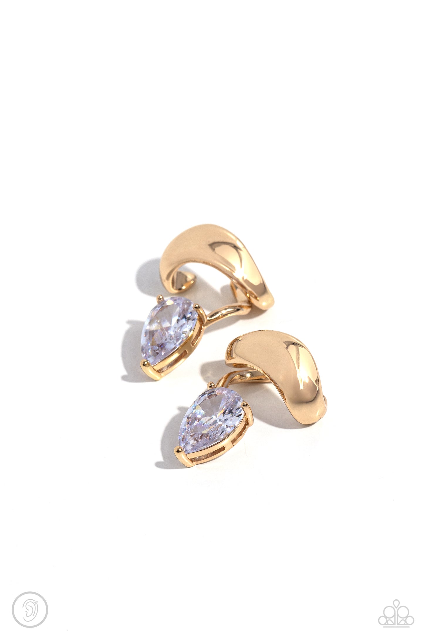 Paparazzi Twisting Teardrop-Gold cuff earring P5PO-CFGD-284XX