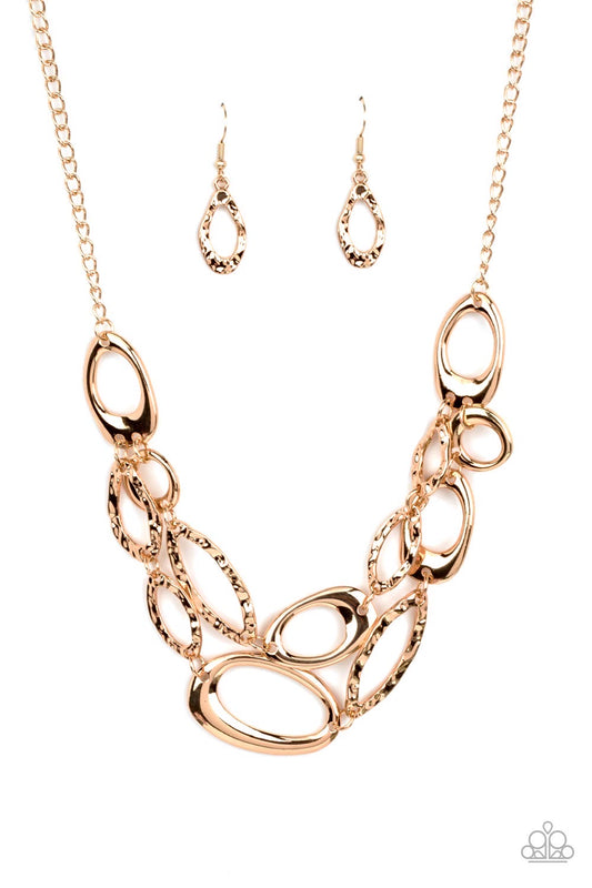 Paparazzi Game OVAL - Gold Necklace P2BA-GDXX-050XX