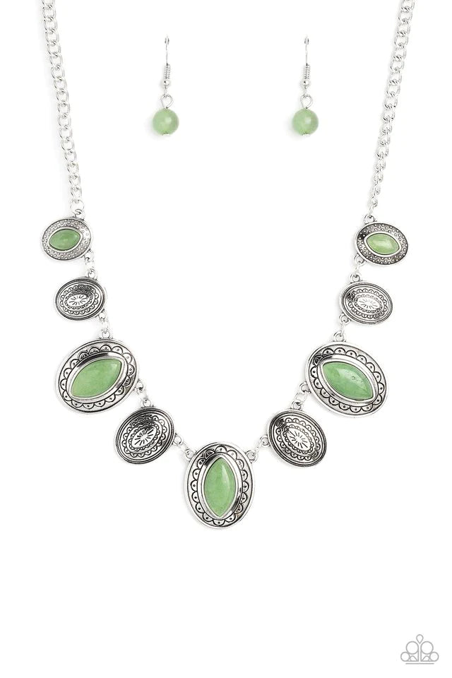 Paparazzi Textured Trailblazer - Green Necklace