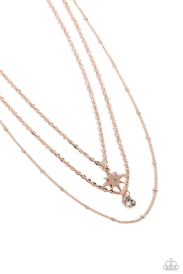 Paparazzi  Trendy Twinkle - Rose Gold Necklace