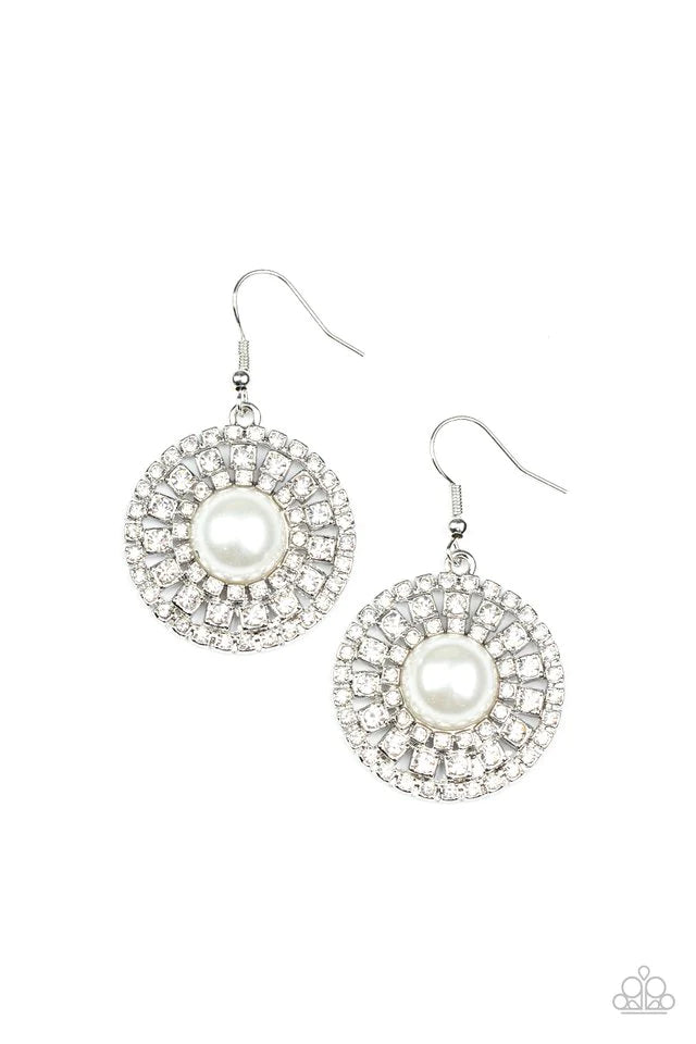 Paparazzi Century Classic - White Earring