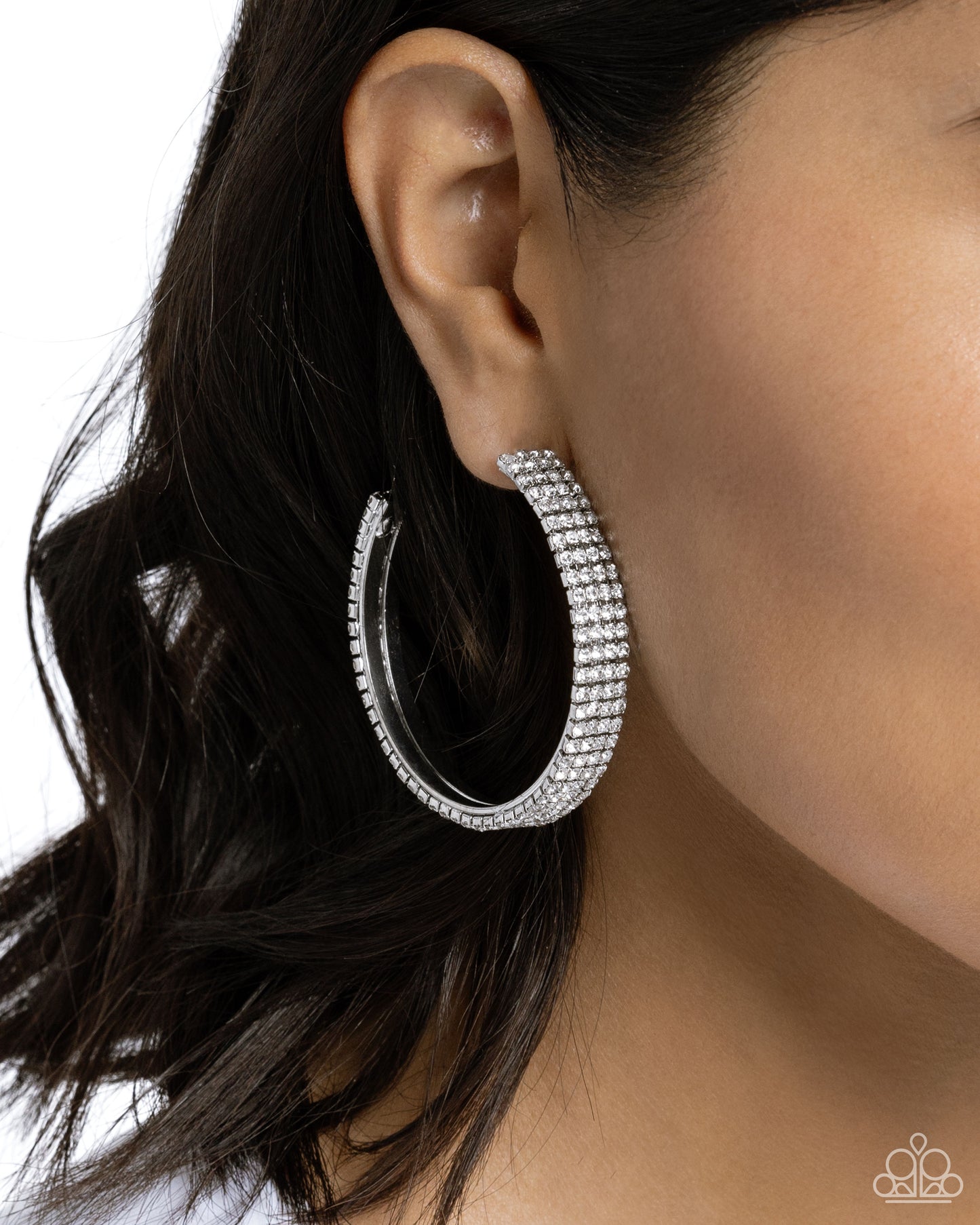 Paparazzi Stacked Symmetry - White Post Earring  P5HO-WTXX-172XX