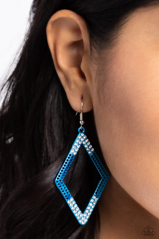 Paparazzi Eloquently Edgy - Blue Earring  P5ED-BLXX-037XX