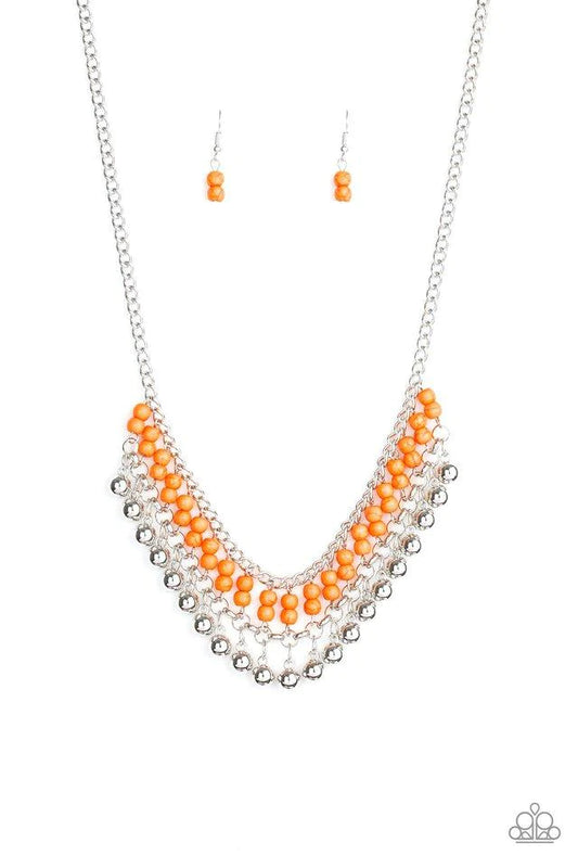 Paparazzi Beaded Bliss-Orange Necklace