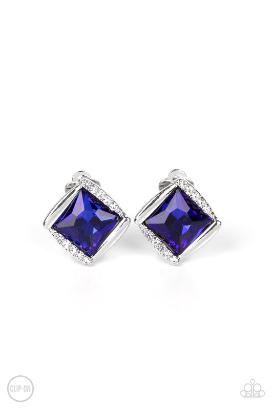 Paparazzi Sparkle Squared - Blue Clip On Earring P5CO-BLXX-058XX