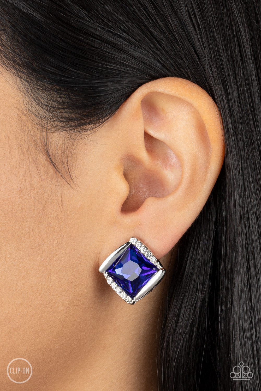 Paparazzi Sparkle Squared - Blue Clip On Earring P5CO-BLXX-058XX