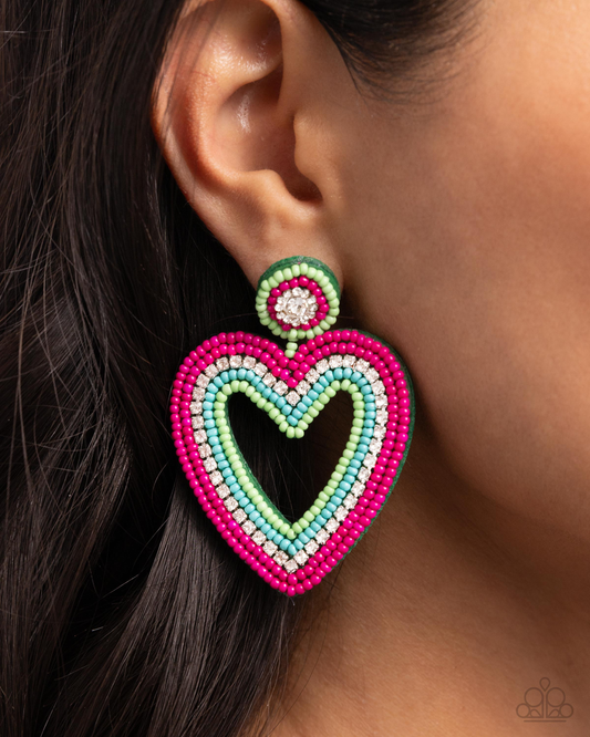 Paparazzi Headfirst Heart - Green Post Earring P5PO-GRXX-057XX