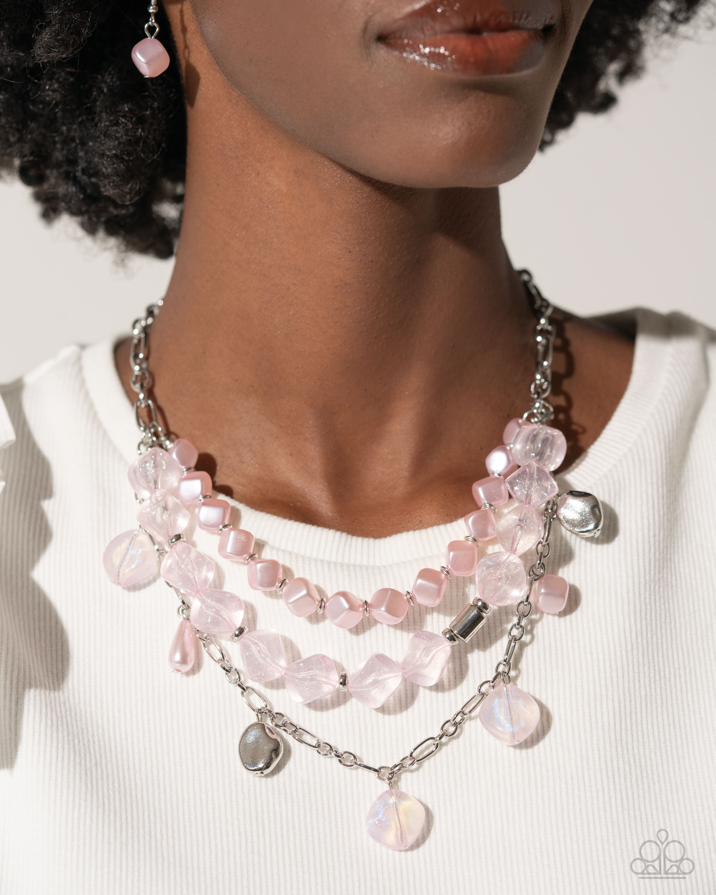 Paparazzi Cubed Cameo - Pink Necklace  P2ST-PKXX-173VO