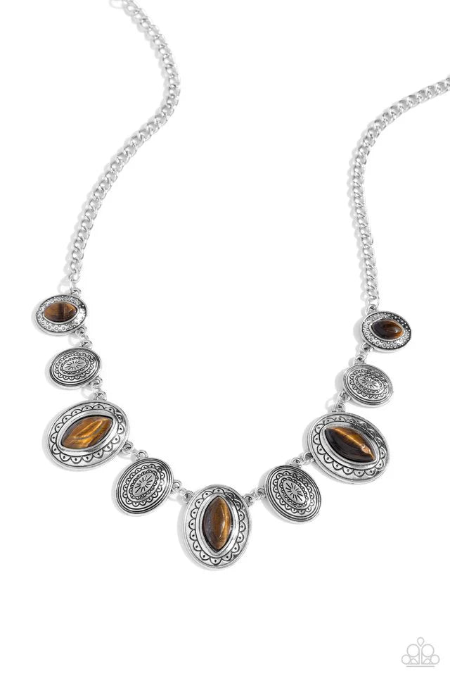 PaparazziTextured Trailblazer - Brown Necklace