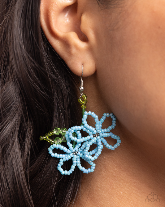 Paparazzi Beaded Blooms - Blue Earring  P5SE-BLXX-333XX