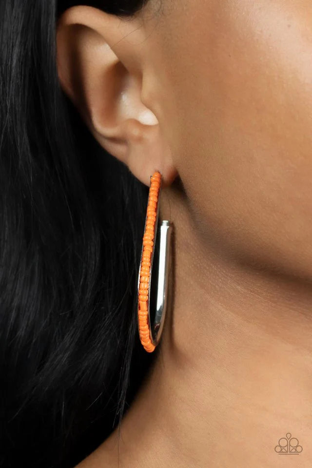 Paparazzi Beaded Bauble - Orange Earring