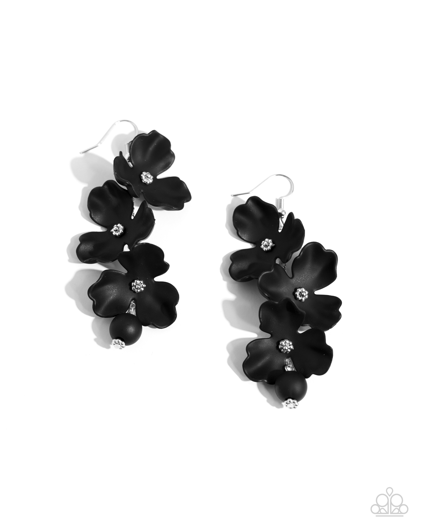 Paparazzi Plentiful Petals - Black Earring P5WH-BKXX-241XX