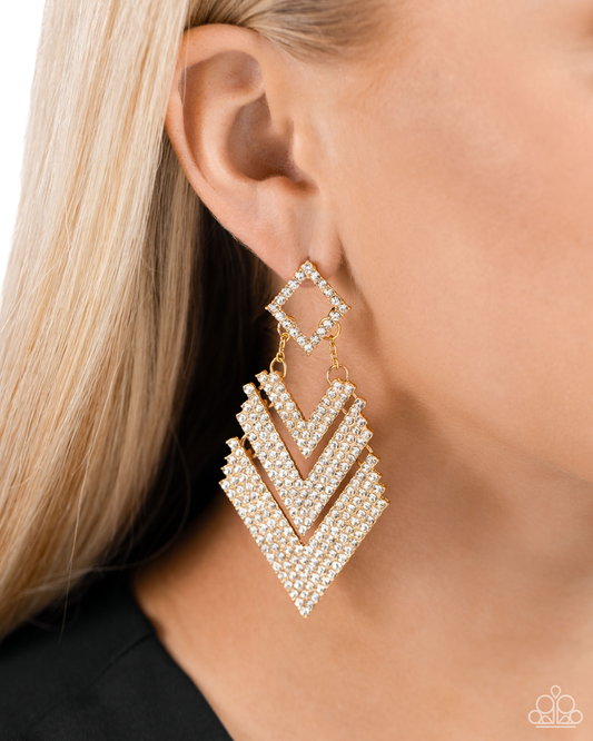 Paparazzi Cautious Caliber - Gold Post Earring  P5PO-GDXX-249XX