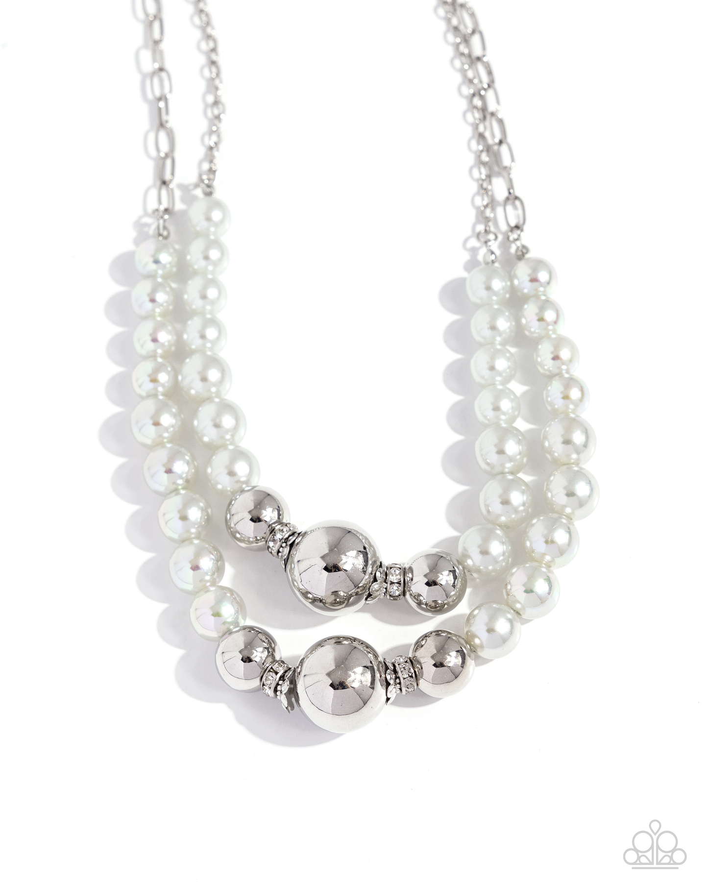 Paparazzi Ballroom Balance - Silver Pearl Necklace P2ST-SVXX-220XX