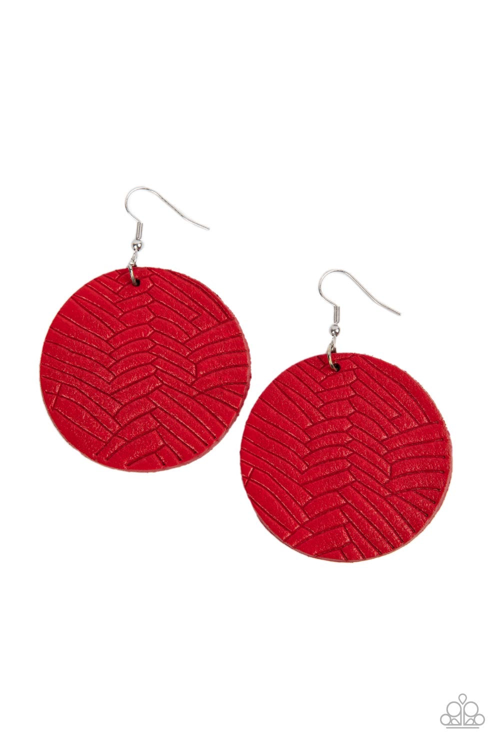 Paparazzi Leathery Loungewear - Red Leather Earring P5SE-RDXX-196XX