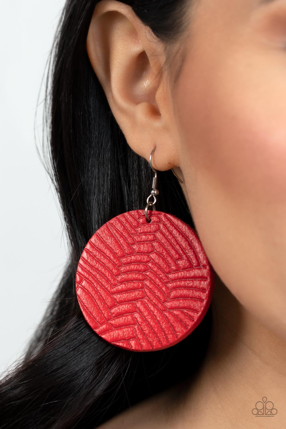 Paparazzi Leathery Loungewear - Red Leather Earring P5SE-RDXX-196XX