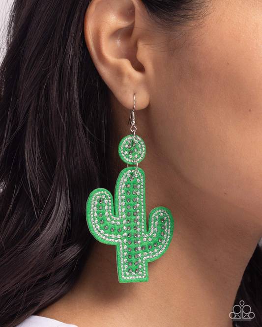 Paparazzi Cactus Cameo - Green Earring  P5ST-GRXX-035XX