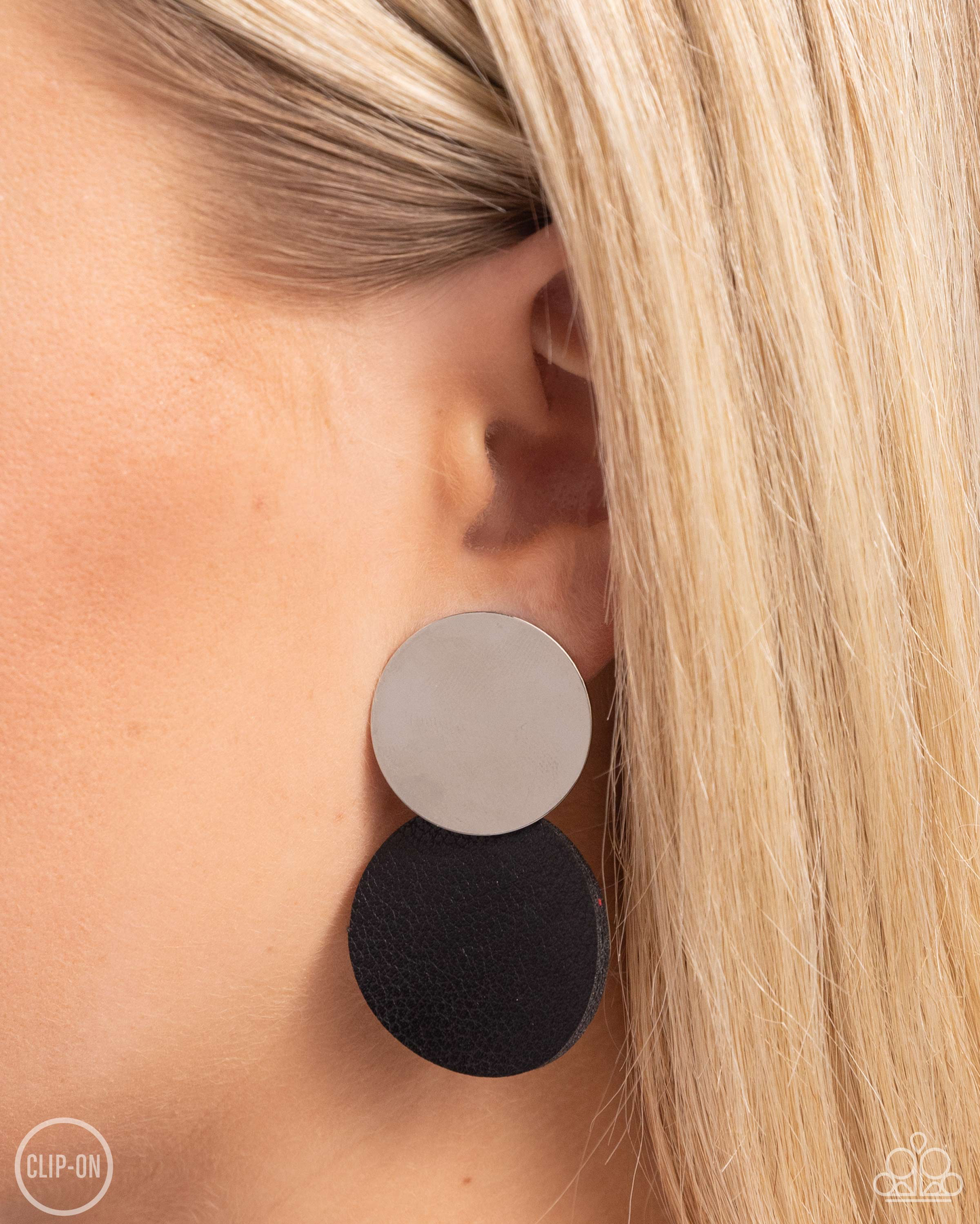 Paparazzi Leather Leader- Black Clip On Earring