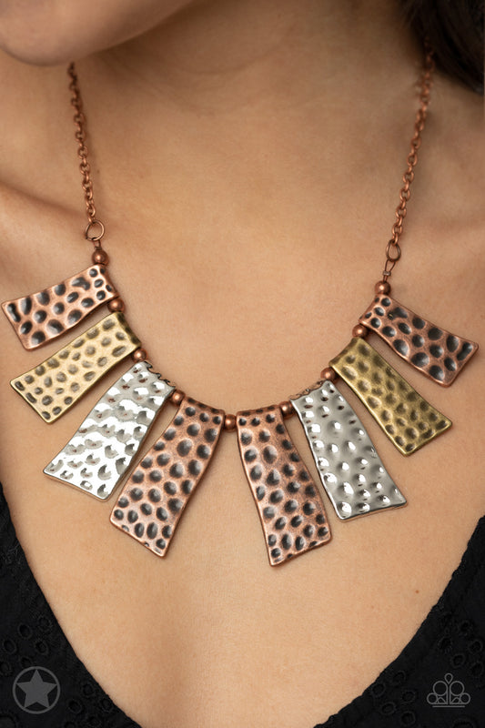 Paparazzi A Fan of the Tribe-Blocbuster Copper Necklace