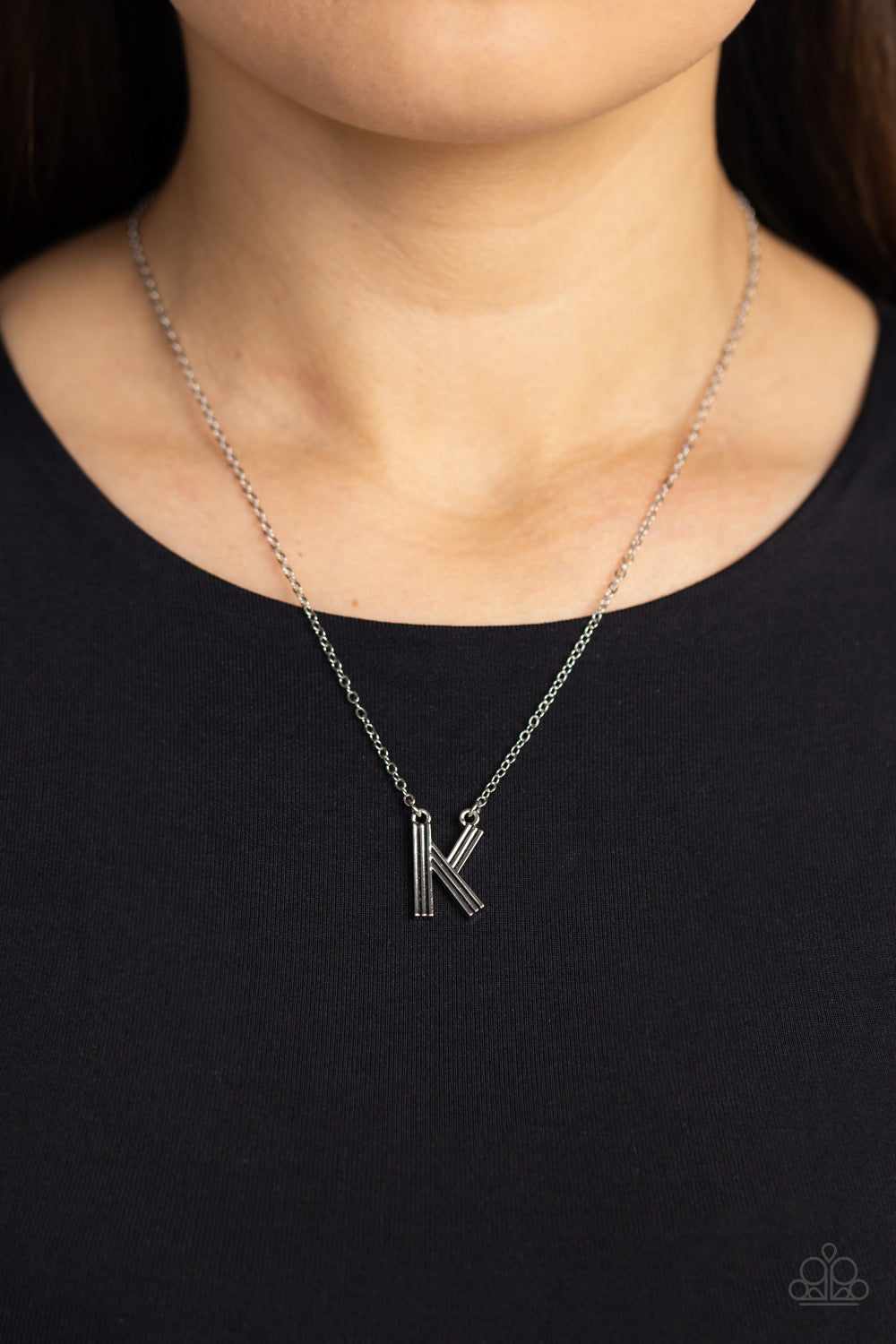 Paparazzi Leave Your Initials - Silver Necklace K  P2DA-SVXX-353XX