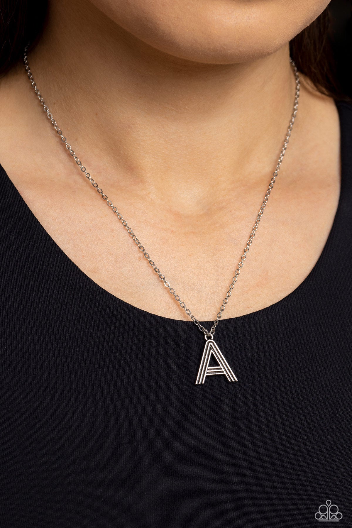 Paparazzi Leave Your Initials - Silver Necklace A  P2DA-SVXX-343XX