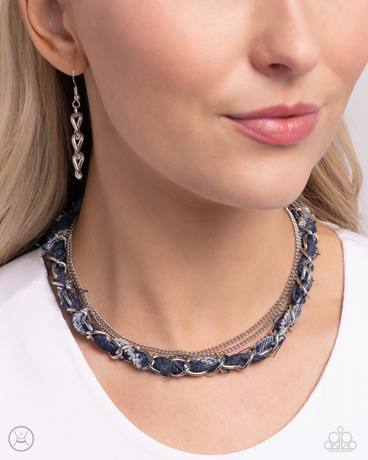 Paparazzi Denim Danger - Silver  Necklace P2CH-SVXX-107XX