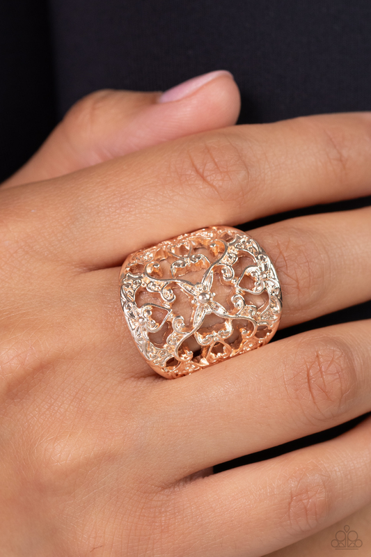 Paparazzi Transfixed Treasure - Rose Gold Ring P4WH-GDRS-119XX