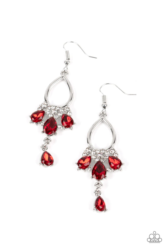 Coming in Clutch - Red Earrings - Paparazzi Accessories