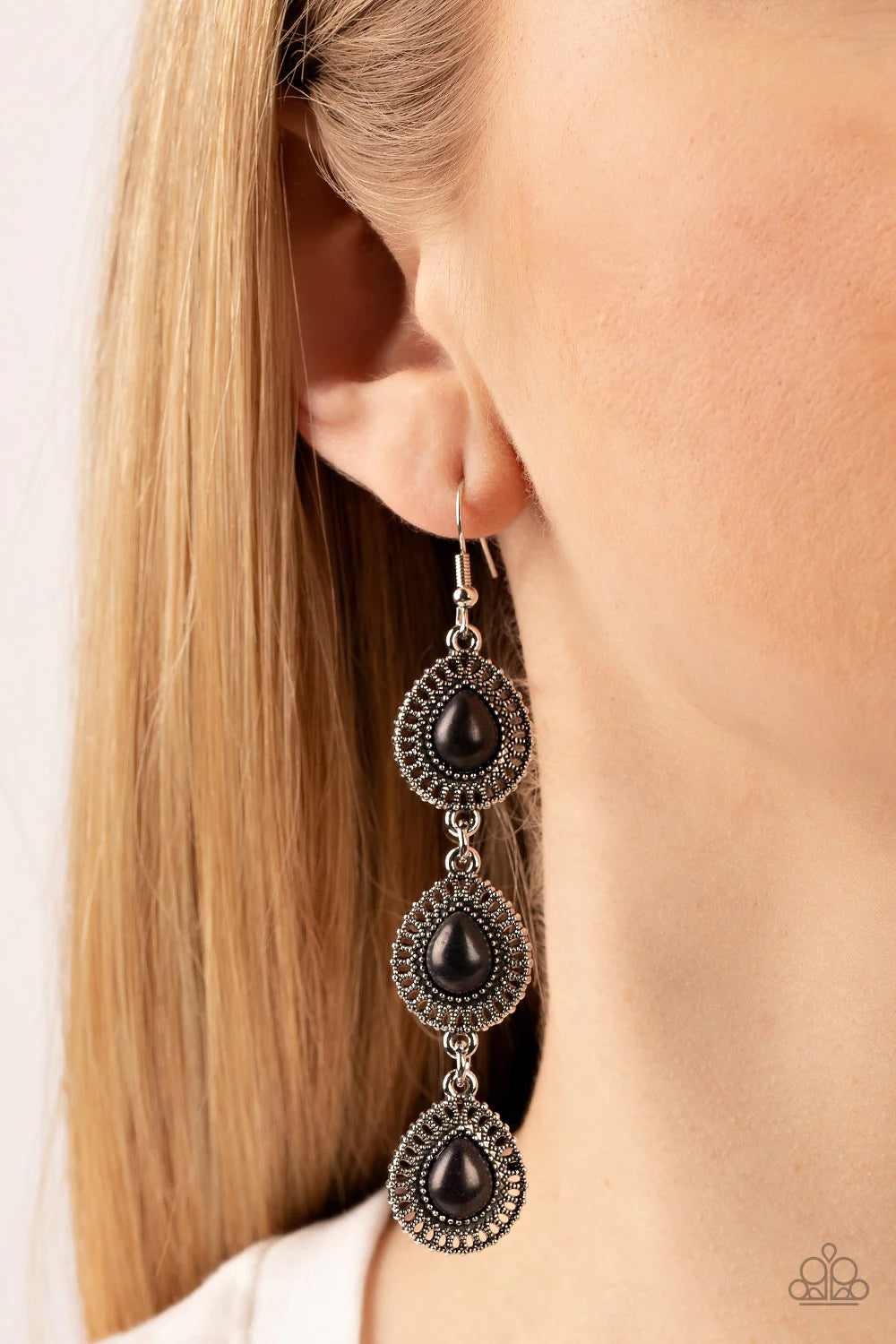 Desertscape Dweller - Black Earrings - Paparazzi Accessories