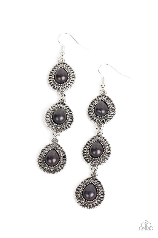 Desertscape Dweller - Black Earrings - Paparazzi Accessories