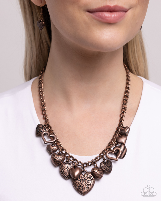 Paparazzi Heart Hangout - Copper Necklace P2WH-CPXX-196XX