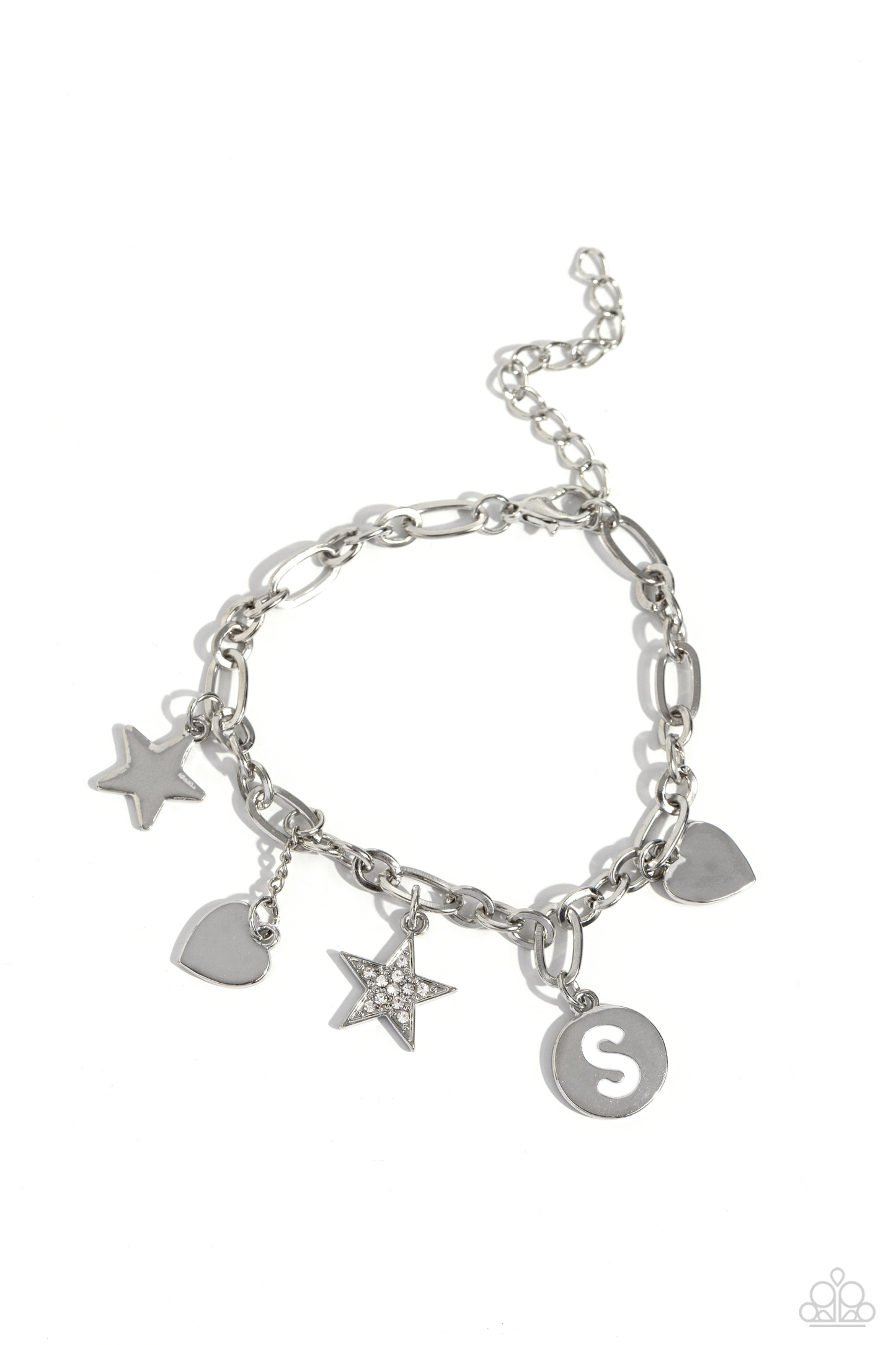 Paparazzi Legacy Letters - White - S  Bracelet P9BA-WTXX-061XX