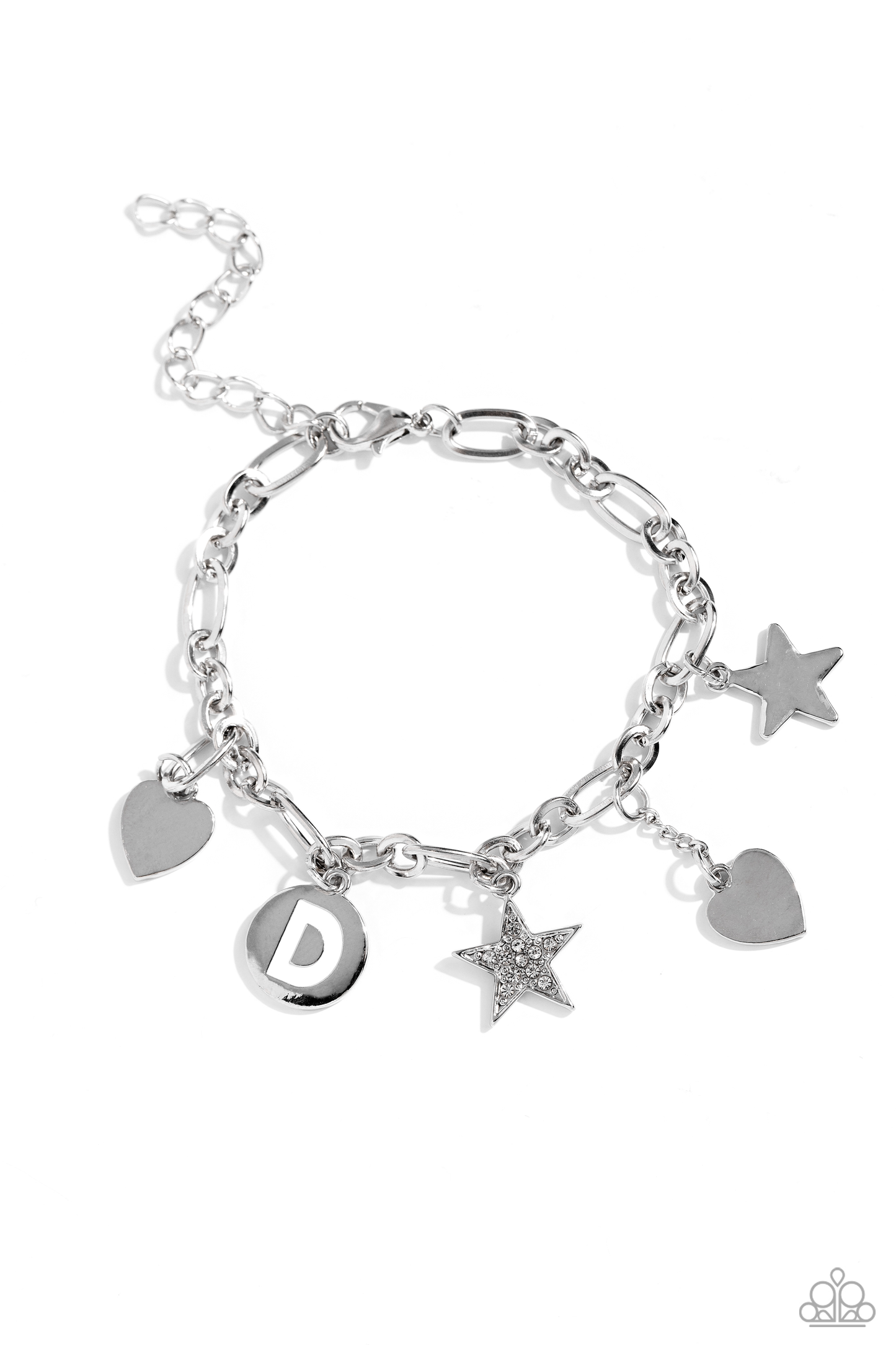 Paparazzi Legacy Letters - White - D Bracelet P9BA-WTXX-065XX