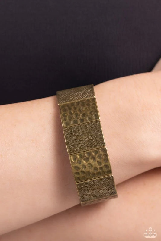 Paparazzi Textured Traveler-Brass Bracelet