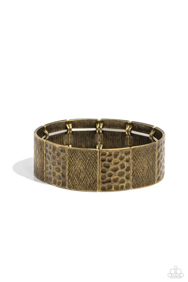 Paparazzi Textured Traveler-Brass Bracelet