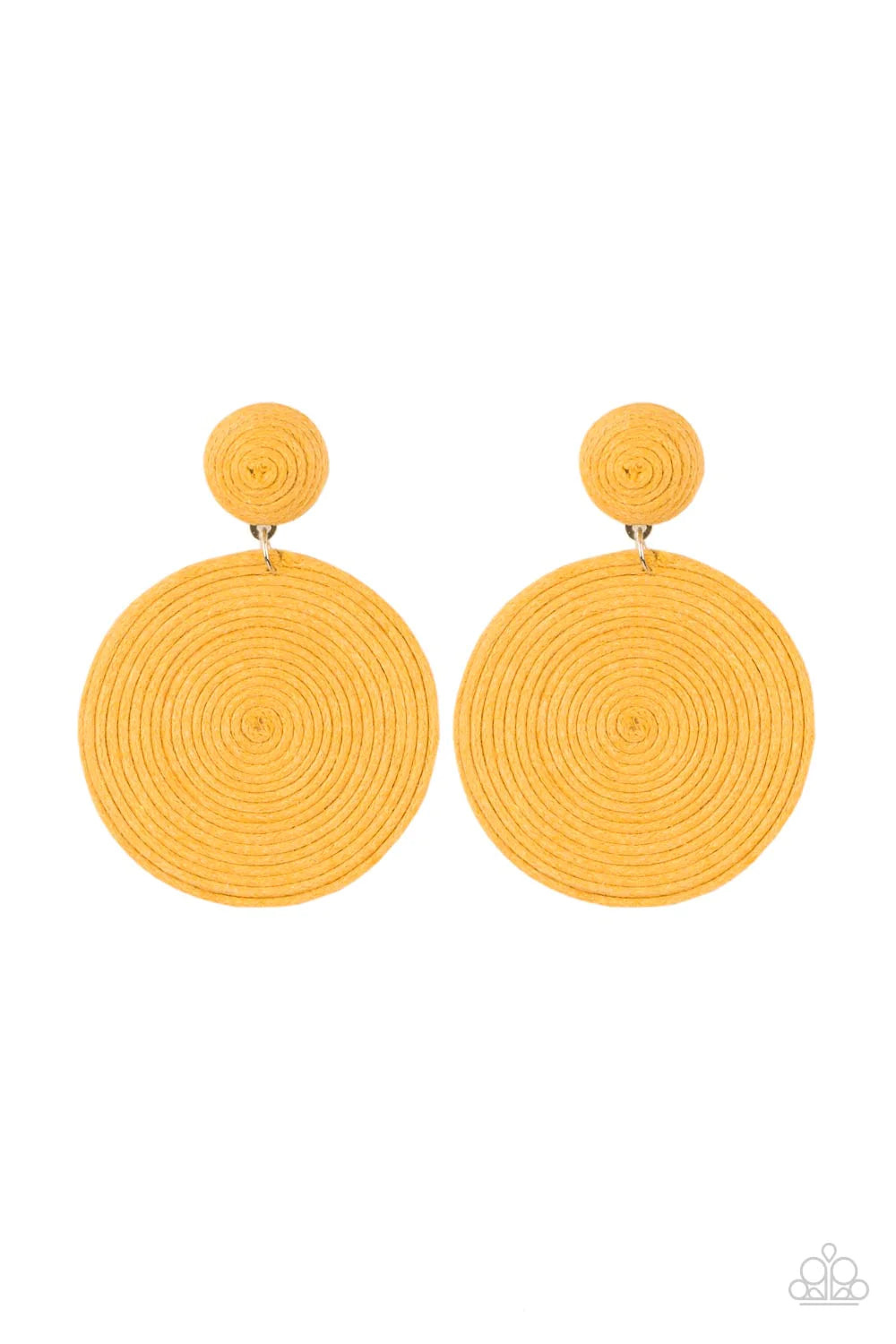 Circulate The Room - Yellow Post Earrings - Paparazzi Accessories