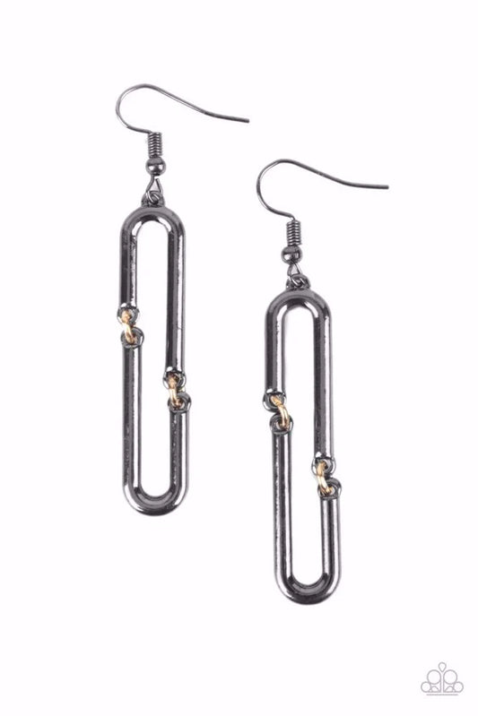 Linked and Synced-Black Earring-Paparazzi Accessories