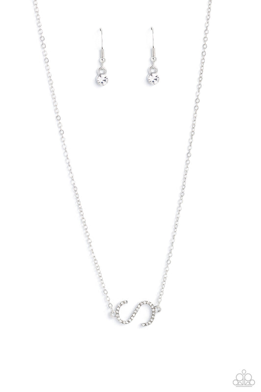 Paparazzi INITIALLY Yours - S - White Necklace P2DA-WTXX-248XX