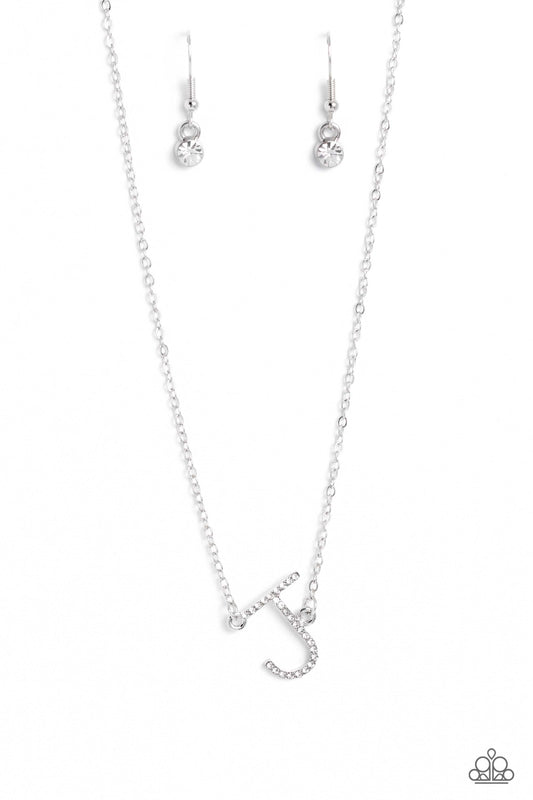 Paparazzi INITIALLY Yours - J - White  Necklace P2DA-WTXX-256XX