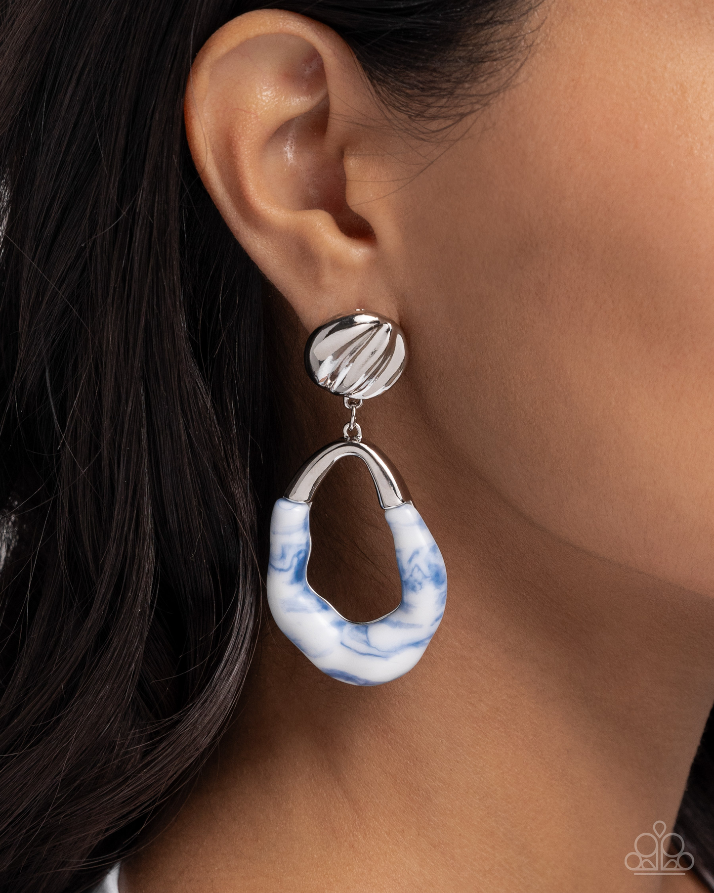 Paparazzi High-Sheen Swirls - Blue Post Earrings P5PO-BLXX-185XX