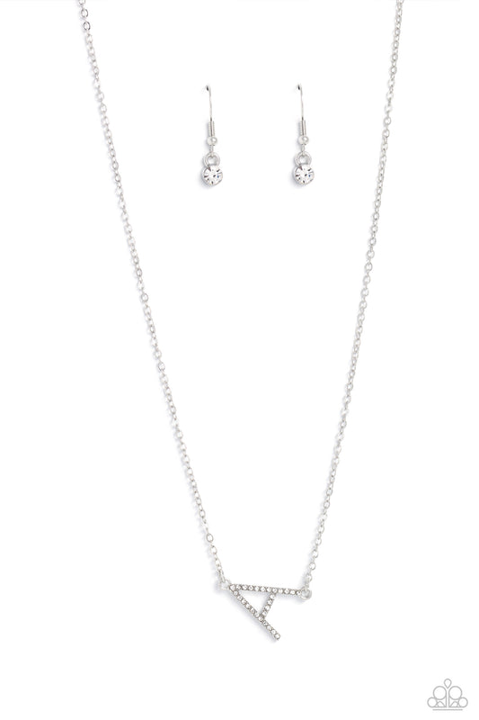 Paparazzi INITIALLY Yours - A - White Necklace P2DA-WTXX-265XX