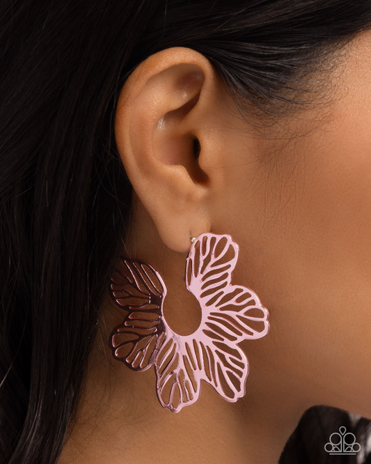 Paparazzi Floral Fame - Pink Post Earring  P5HO-PKXX-085XX